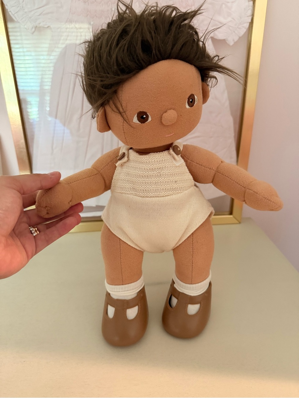 Plush Brown Baby Doll with Cream Outfit and Brown Shoes - Kids Toy SPROUT 🌱